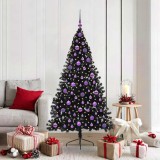 VidaXL Pom de Crăciun artificial pre-iluminat Negru 180 cm PVC 3397147