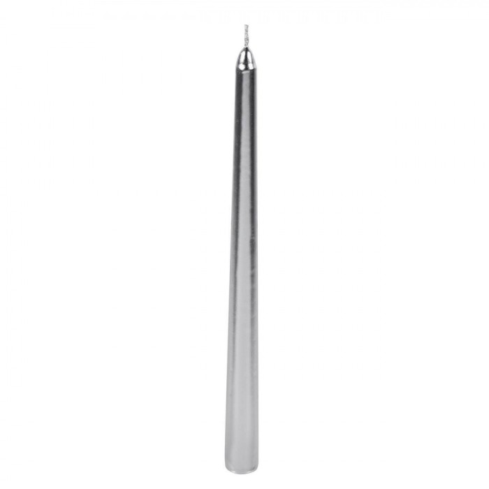 Lum&acirc;nare Parafină, Lumanari pentru Sfeanic, Argintiu Metalizat, 25cm
