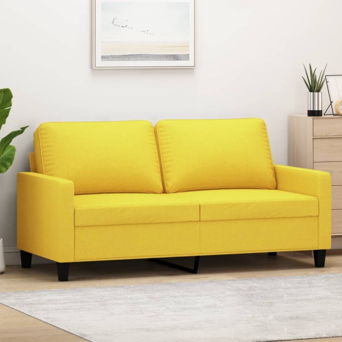 Gossi canapea cu 2 locuri, galben deschis, 140 cm, material textil