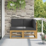 vidaXL Canapea de exterior din mijloc și colț cu pernă 2 Bucată Alb 901475