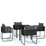 Cumpara ieftin Set de servit masa pentru gradina, 5 piese, negru