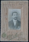 Fotografie tip CDV, Barbat cu mustata si barba, inceput de secol XX