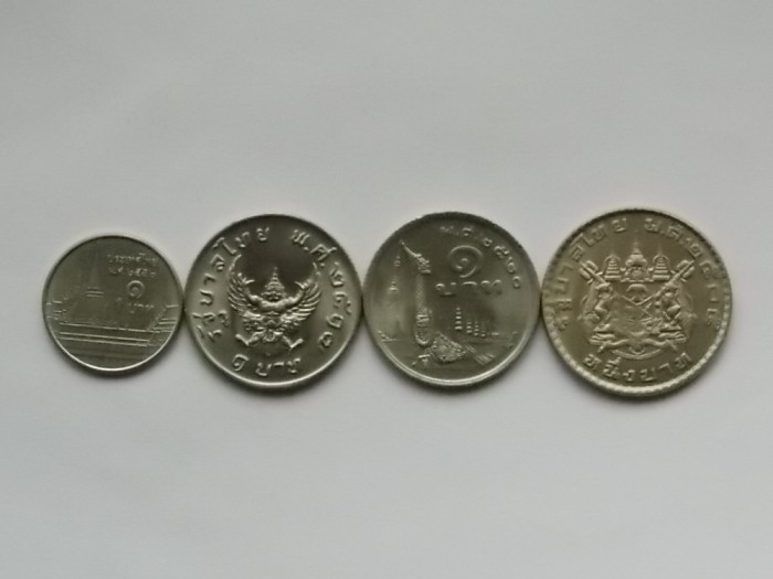 LOT 4 MONEDE DIFERITE 1 BAHT THAILANDA