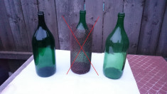 Sticle vechi colectie comunism Romania sticla verde mare 2 litri ptr vin, sifon foto