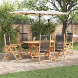 vidaXL Set de dining pentru grădină Manual 7 pcs Negru