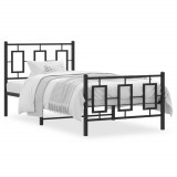 vidaXL Cadru pat metalic cu tăblii de cap/picioare, negru, 90x200 cm