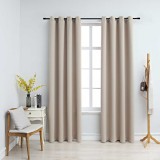 Draperii opace cu inele metalice, 2 buc., bej, 140 x 245 cm