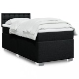 VidaXL Pat box spring cu saltea, negru, 100x200 cm, textil