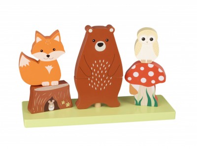 Jucarie din lemn de stivuit cu animalele padurii Orange Tree Toys foto