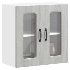 vidaXL Dulap bucătărie cu ușă sticlă Kalmar lemn prelucrat gri Sonoma 853673
