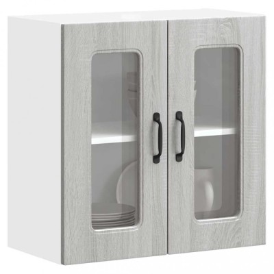 vidaXL Dulap bucătărie cu ușă sticlă Kalmar lemn prelucrat gri Sonoma 853673 foto
