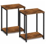 VASAGLE Set noptiere cu 2 rafturi, cadru metalic, stil industrial, 30x39x50 cm, maro rustic