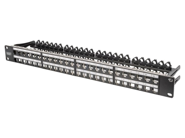 Patch Panel 48 porturi Keystone 19" RACK, negru