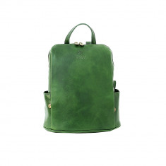 Rucsac dama din piele naturala vachetta, verde, R128V