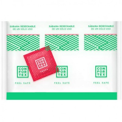 CONFORTEX - DISPOSABLE HYGIENIC SHEETS, INDIVIDUAL BAG + STRAWBERRY CONDOM foto