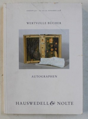 WERTVOLLE BUCHER UND AUTOGRAPHEN DES 15 . - 20 . JAHRHUNDERTS , CATALOG DE LICITATIE , NOVEMBER , 2008 , PREZINTA URME DE UZURA * foto