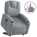 Cumpara ieftin Fotoliu rabatabil cu ridicare, gri deschis, material textil