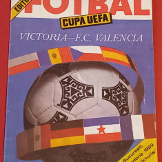 Program meci fotbal VICTORIA BUCURESTI - FC VALENCIA (Cupa UEFA 27.09.1989)