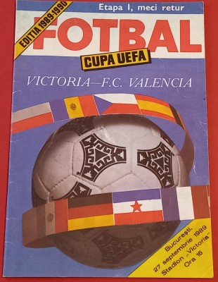 Program meci fotbal VICTORIA BUCURESTI - FC VALENCIA (Cupa UEFA 27.09.1989) foto