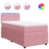 Cumpara ieftin Pat box spring cu saltea, roz, 80x200 cm, catifea