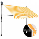 Copertină retractabilă manual cu LED, alb &amp; portocaliu, 250 cm, vidaXL