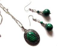 set colier si cercei cu malachit 46467