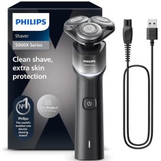 Aparat de ras electric Philips Seria 5000X Wet&amp;amp;Dry X5004/00, Autonomie 50 minute, 56.000 miscari pe minut, Capete flexibile 360, Negru/Argintiu