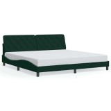 Cumpara ieftin Cadru de pat fara saltea, verde inchis, 200x200 cm, catifea