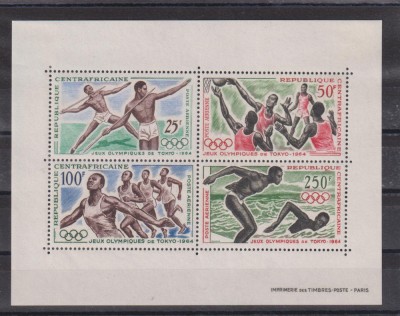 REP. AFRICA CENTRALA 1964 SPORT J.O.TOKYO ,MI BLOCK 2 MH foto