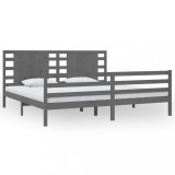 Cumpara ieftin Cadru de pat, gri , 200x200 cm, lemn masiv de pin