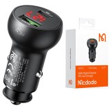 Mcdodo Mocna Szybka Ładowarka Samochodowa Miernik 2X Usb Usb-C 45W Led