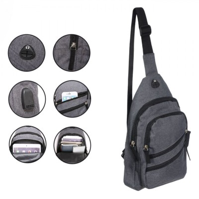 Rucsac Bărbați, Model USB, Culoare Gri, Dimensiuni 18x8x32 cm foto