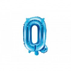 Balon folie metalizata litera Q, albastru, 35cm foto