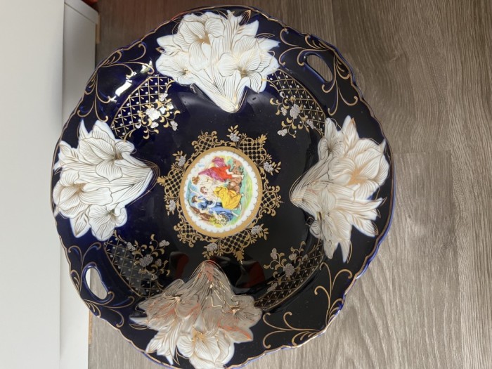 Fructiera vintage portelan cobalt