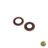 Geam Camera Spate Apple iPhone 12 mini Wide + UltraWide cu Rama (Interioara) Rosu