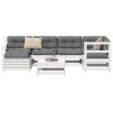 Gossi set canapea de gradina, 7 piese, alb, lemn masiv de pin