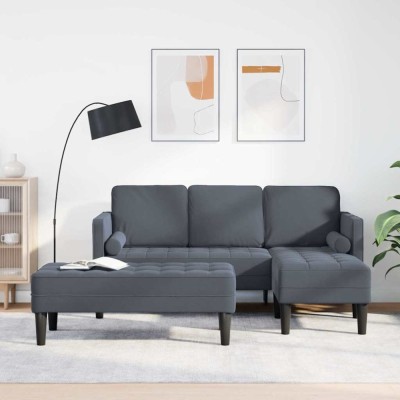 vidaXL Set de canapea 2 pcs Gri &amp;icirc;nchis 173 x 131 x 67 cm Catifea 3329265 foto