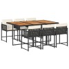 Set mobilier de gradina cu perne, 7 piese, negru, poliratan