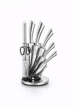 Set cutite bucatarie Royalty Line, 8 piese, inox, suport rotativ 360&deg;