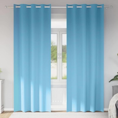 Perdele 2 pcs Albastru deschis 260 x 140 cm Poliester foto