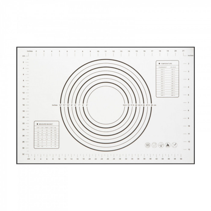 Blat din silicon - cu diagrama pentru intinderea aluaturi - 60 x 40 cm