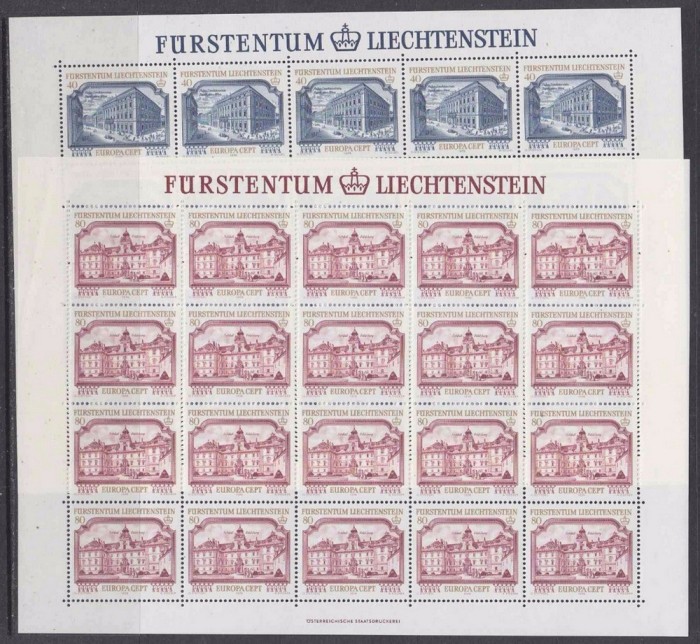 Liechtenstein 1978 20 x Europa CEPT in fold sheetlet Mi.692-693 MNH CA.017