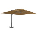 VidaXL Umbrelă &icirc;n consolă cu st&acirc;lp din aluminiu, taupe, 400x300 cm