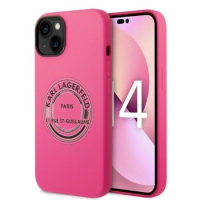 Husa pentru iPhone 15 Plus / iPhone 14 Plus - Karl Lagerfeld Silicone (KLHCP14MSRSGRCF) - Pink RSG foto