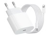Incarcator compatibil, mufa lightning, serie Apple, 20W, iPhone 14, 13, 12, 11, 8, 7, 6, 5, Usb Type-C intrare, iesire Lightning, Cablu de 1m compatib