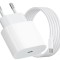Incarcator compatibil, mufa lightning, serie Apple, 20W, iPhone 14, 13, 12, 11, 8, 7, 6, 5, Usb Type-C intrare, iesire Lightning, Cablu de 1m compatib