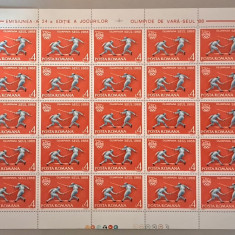 TIMBRE ROMANIA LP1208/1988 J.O. SEUL -Coala 25 timbre VAL. 4 LEI-MNH