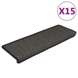 vidaXL Covorașe scări autoadezive, 15 buc. antracit 65x21x4 cm sisal