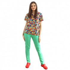 Costum medical Muppets, cu halat cu anchior si pantaloni cu elastic XS INTL foto