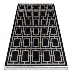 Covor AMOUR 53078B negru - Geometric, linii modern, elegant, 78x150 cm
